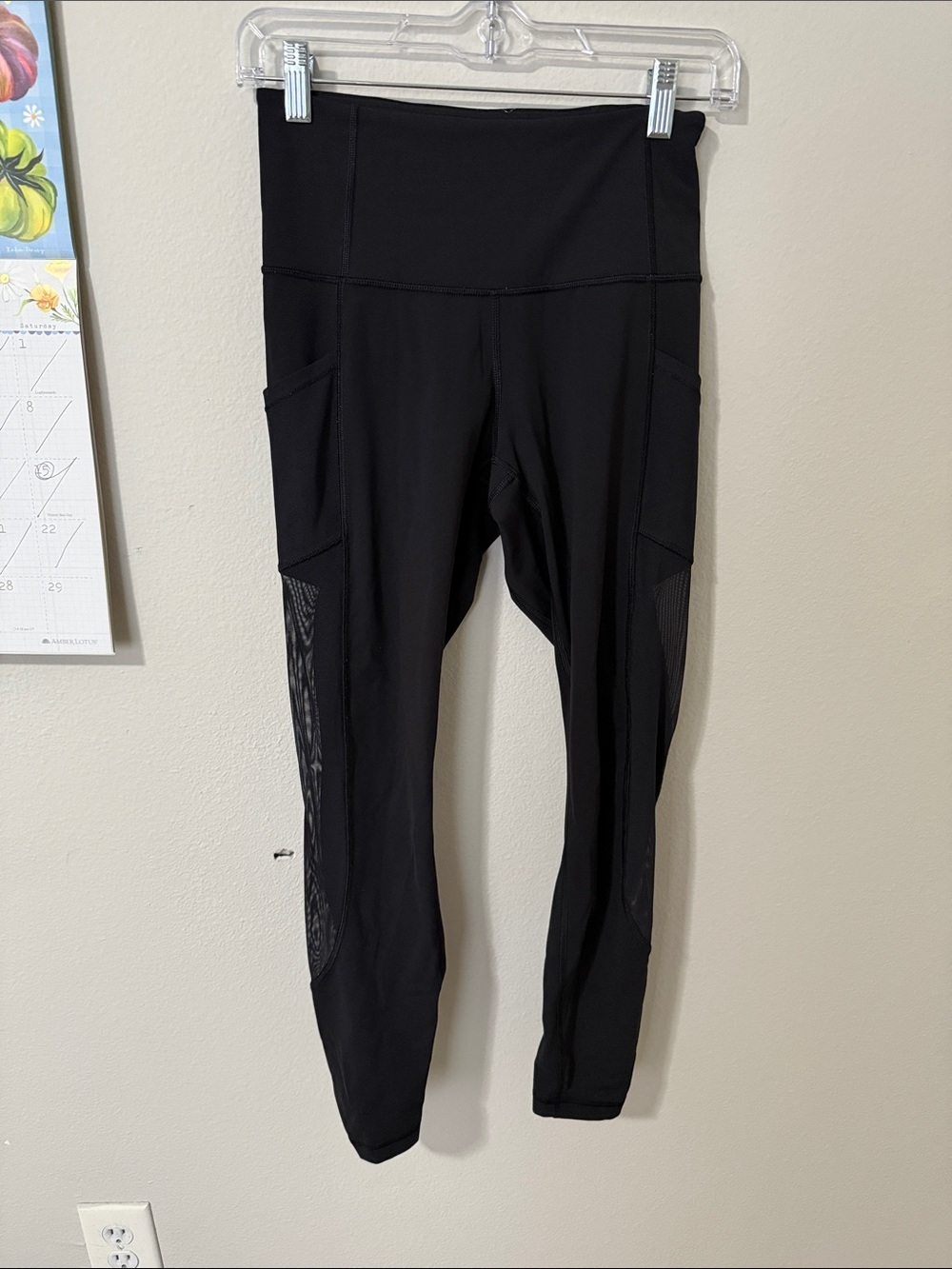 Black mesh yoga pants